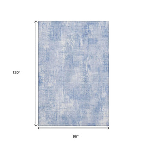 HomeRoots 8' X 10' Sky Blue & Ivory Abstract Area Rug - Stylish, Washable, Durable with UV Protection for Homes 657771