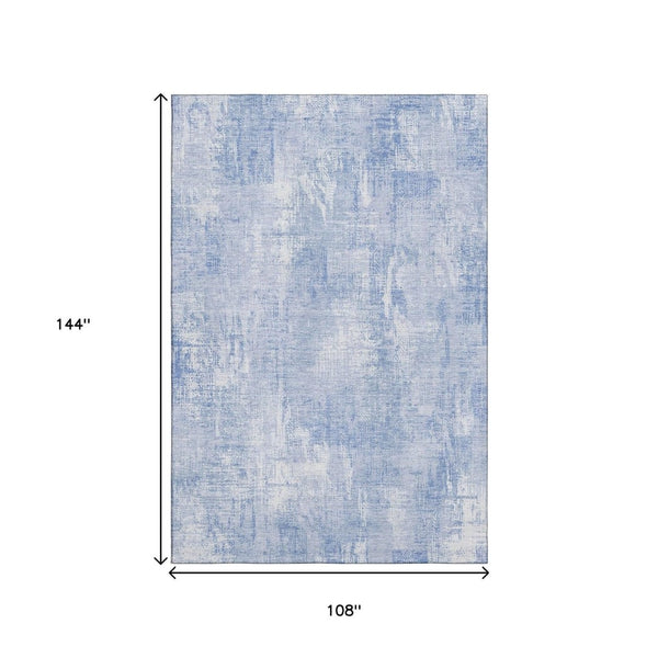 HomeRoots 9' X 12' Sky Blue and Ivory Abstract Washable Area Rug - Modern Design with UV Protection & Easy Care 657772