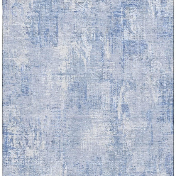 HomeRoots 9' X 12' Sky Blue and Ivory Abstract Washable Area Rug - Modern Design with UV Protection & Easy Care 657772