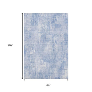 HomeRoots 10' Sky Blue & Ivory Abstract Washable Area Rug - Durable, Stain Resistant, UV Protected Design! 657773