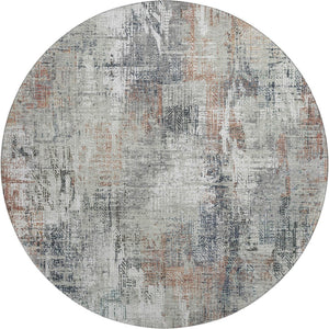 HomeRoots 8' Modern Abstract Washable Round Rug in Taupe, Copper & Beige - Durable, UV Protected & Stylish 657776