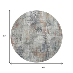 HomeRoots 8' Modern Abstract Washable Round Rug in Taupe, Copper & Beige - Durable, UV Protected & Stylish 657776