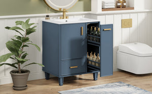 English Elm Christopher Knight Home® - 24" Bathroom Vanity with Ceramic Sink, Solid Wood Frame, Soft-Close Drawers & Ample Storage Appeal Grey N759P269734E
