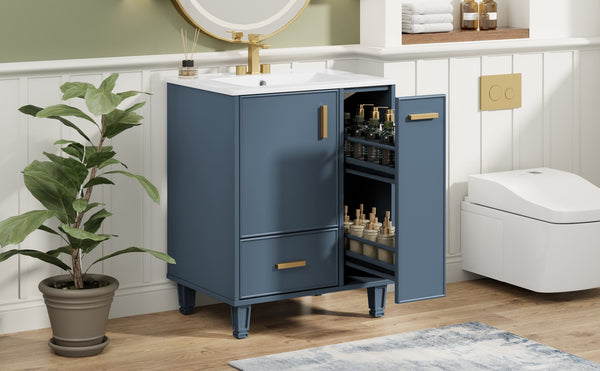 English Elm Christopher Knight Home® - 24" Bathroom Vanity with Ceramic Sink, Solid Wood Frame, Soft-Close Drawers & Ample Storage Appeal Grey N759P269734E