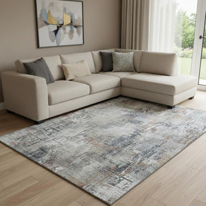 HomeRoots 9' X 12' Taupe-Copper Beige Abstract Area Rug - Washable, UV-Protected, Durable for Busy Homes 657778