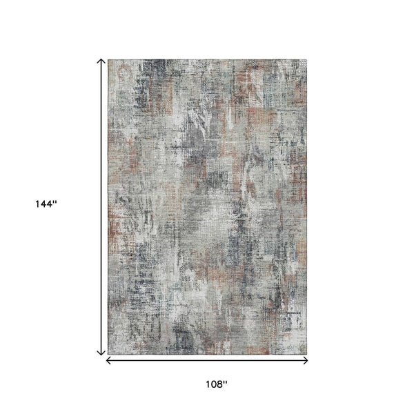 HomeRoots 9' X 12' Taupe-Copper Beige Abstract Area Rug - Washable, UV-Protected, Durable for Busy Homes 657778