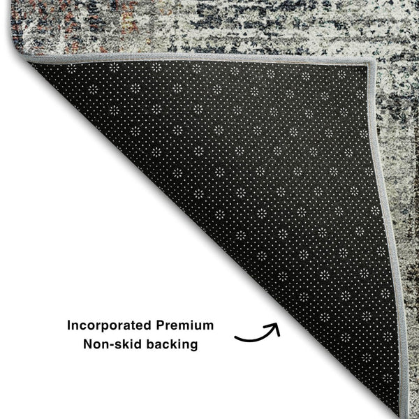 HomeRoots 10' X 14' Washable Abstract Area Rug in Taupe, Copper & Beige – Stain-Resistant with UV Protection! 657779