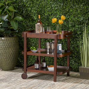 English Elm Christopher Knight Home® - TROLLEY Christopher Knight Home Selleck Mahogany Wood Bar Cart 24"D x 31.75"W Stylish Mobile Server for Entertaining and Bottle Storage 63113.00