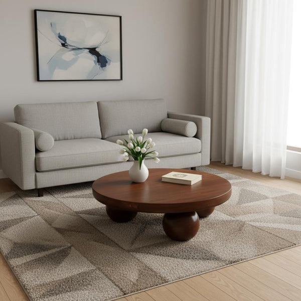 HomeRoots 32" Chestnut Solid Wood Round Coffee Table - Handcrafted Elegance for Modern Living Spaces & Offices 657780