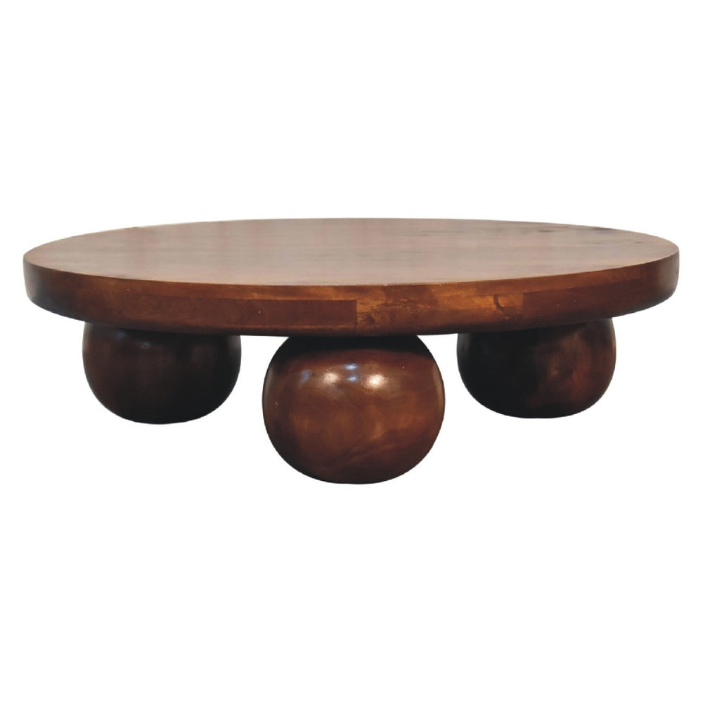 HomeRoots 32" Chestnut Solid Wood Round Coffee Table - Handcrafted Elegance for Modern Living Spaces & Offices 657780