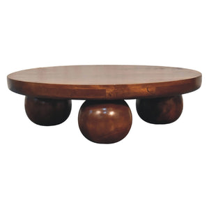 HomeRoots 32" Chestnut Solid Wood Round Coffee Table - Handcrafted Elegance for Modern Living Spaces & Offices 657780