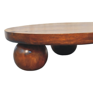 HomeRoots 32" Chestnut Solid Wood Round Coffee Table - Handcrafted Elegance for Modern Living Spaces & Offices 657780