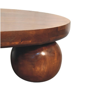 HomeRoots 32" Chestnut Solid Wood Round Coffee Table - Handcrafted Elegance for Modern Living Spaces & Offices 657780