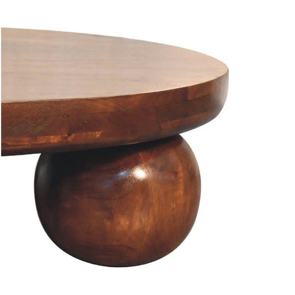 HomeRoots 32" Chestnut Solid Wood Round Coffee Table - Handcrafted Elegance for Modern Living Spaces & Offices 657780