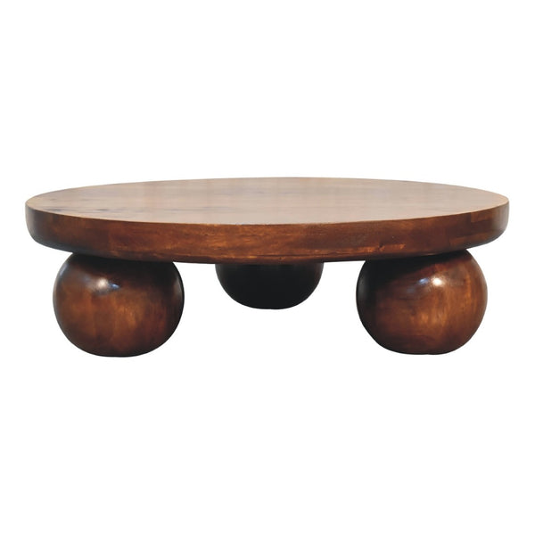 HomeRoots 32" Chestnut Solid Wood Round Coffee Table - Handcrafted Elegance for Modern Living Spaces & Offices 657780