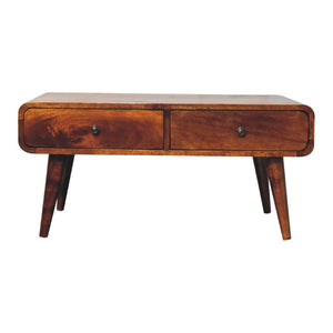 HomeRoots 34" Chestnut Solid Wood Coffee Table with Four Drawers - Timeless, Durable & Stylish Storage Solution 657781