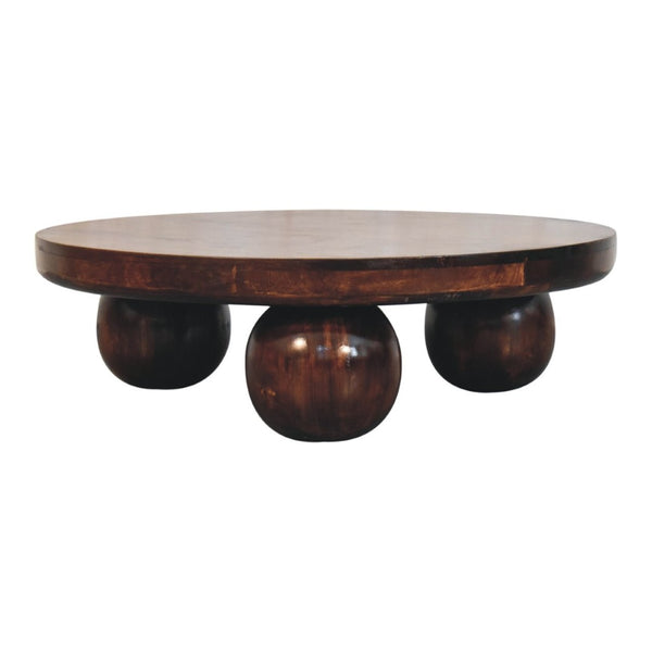 HomeRoots 32" Walnut Solid Wood Round Coffee Table - Timeless Design, Versatile & Handcrafted for Modern Living 657782