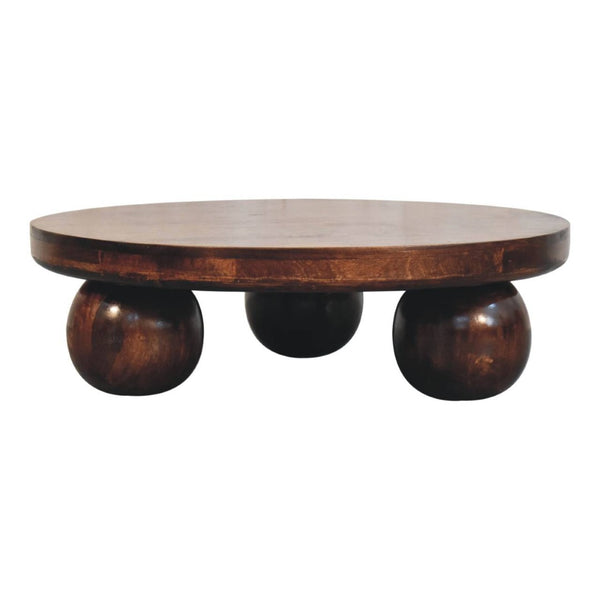 HomeRoots 32" Walnut Solid Wood Round Coffee Table - Timeless Design, Versatile & Handcrafted for Modern Living 657782