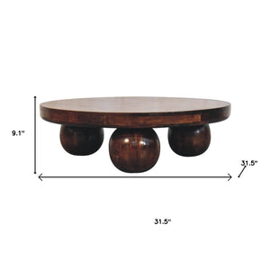 HomeRoots 32" Walnut Solid Wood Round Coffee Table - Timeless Design, Versatile & Handcrafted for Modern Living 657782