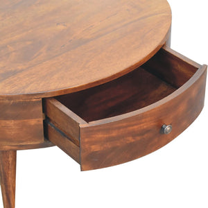 HomeRoots 32" Chestnut Round Coffee Table with Two Drawers - Solid Wood, Modern Design & Timeless Style 657783
