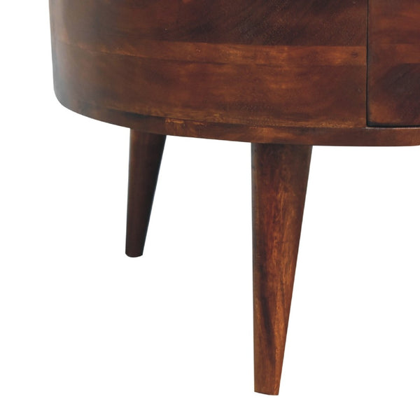 HomeRoots 32" Chestnut Round Coffee Table with Two Drawers - Solid Wood, Modern Design & Timeless Style 657783