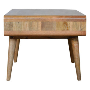 HomeRoots 34" Oak Solid Wood Coffee Table – Elegant Storage Solution with Drawers & Shelves for Any Room 657784