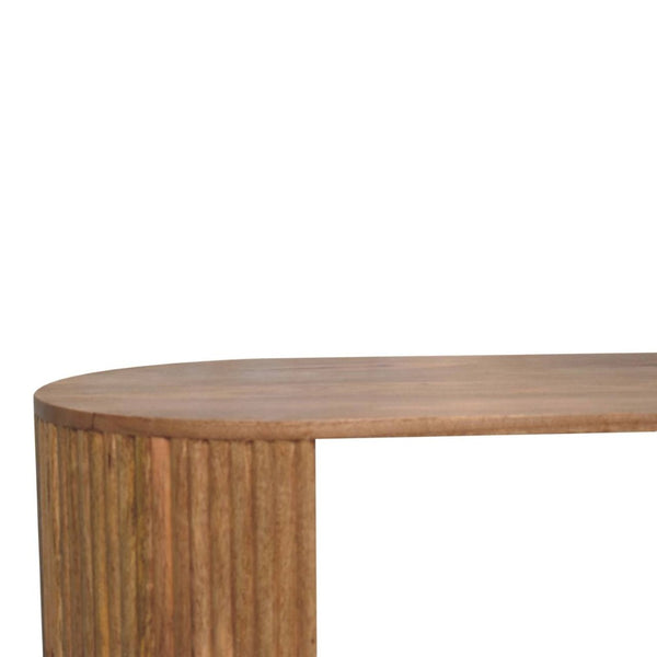 HomeRoots 43" Elegant Oak Solid Wood Oval Coffee Table with Storage Shelf for Stylish Living Room Decor 657785