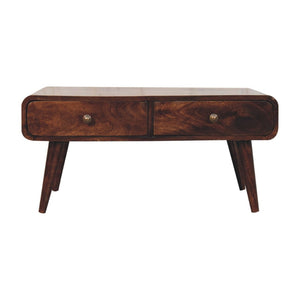 HomeRoots 34" Walnut Solid Wood Coffee Table – Timeless Design with 4 Drawers for Stylish Storage & Organization 657786