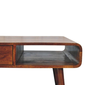 HomeRoots 47" Chestnut Solid Wood Coffee Table - Stylish Storage with Two Drawers & Open Shelves for Versatility 657787