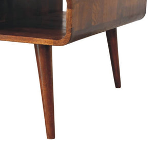 HomeRoots 47" Chestnut Solid Wood Coffee Table - Stylish Storage with Two Drawers & Open Shelves for Versatility 657787