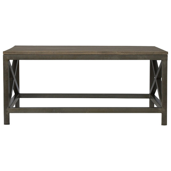 HomeRoots 43" Solid Wood and Iron Coffee Table - Rustic Modern Design for Living, Office, or Bedroom Spaces 657788