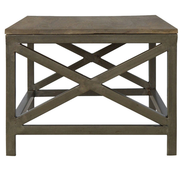 HomeRoots 43" Solid Wood and Iron Coffee Table - Rustic Modern Design for Living, Office, or Bedroom Spaces 657788