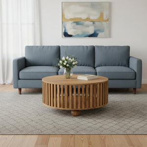 HomeRoots 32" Solid Oak Round Coffee Table - Timeless Craftsmanship, Modern Design for Any Living Space 657789