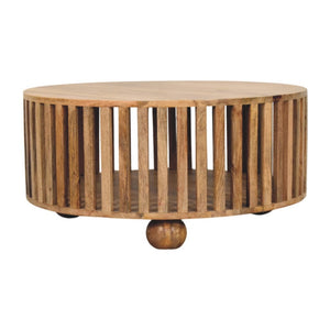 HomeRoots 32" Solid Oak Round Coffee Table - Timeless Craftsmanship, Modern Design for Any Living Space 657789