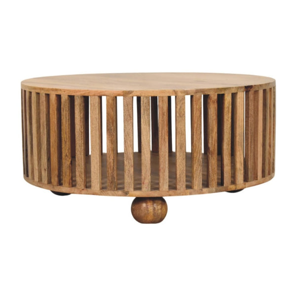 HomeRoots 32" Solid Oak Round Coffee Table - Timeless Craftsmanship, Modern Design for Any Living Space 657789