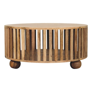 HomeRoots 32" Solid Oak Round Coffee Table - Timeless Craftsmanship, Modern Design for Any Living Space 657789