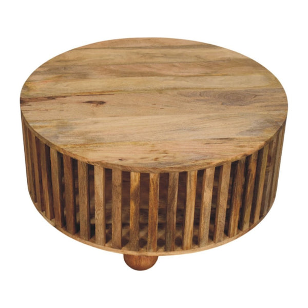 HomeRoots 32" Solid Oak Round Coffee Table - Timeless Craftsmanship, Modern Design for Any Living Space 657789