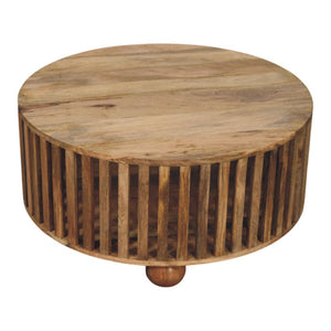 HomeRoots 32" Solid Oak Round Coffee Table - Timeless Craftsmanship, Modern Design for Any Living Space 657789