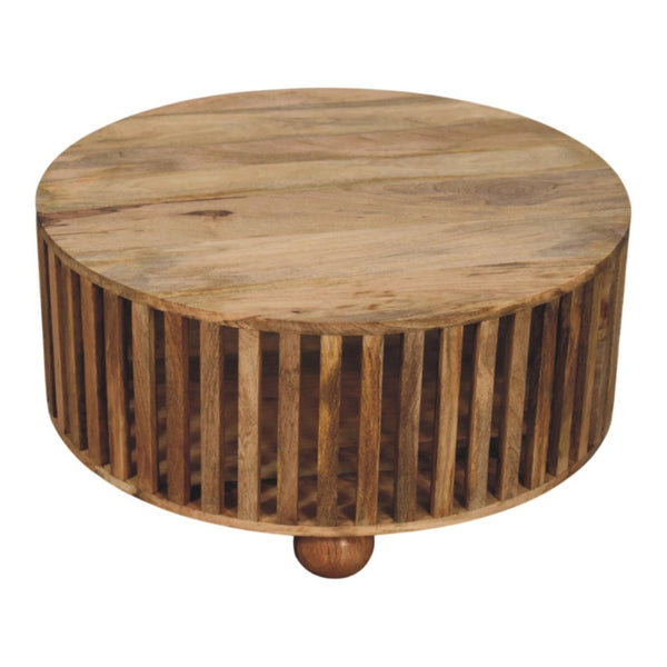 HomeRoots 32" Solid Oak Round Coffee Table - Timeless Craftsmanship, Modern Design for Any Living Space 657789