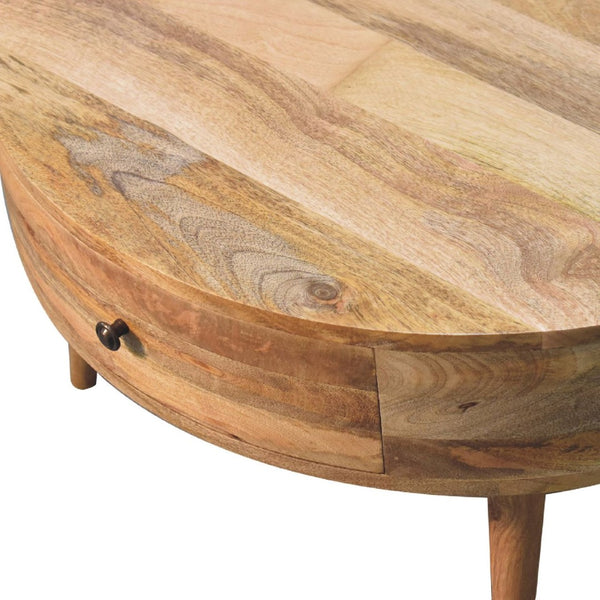 HomeRoots 32" Oak Round Coffee Table with Drawer - Solid Wood, Timeless Design, Perfect for Any Space! 657790