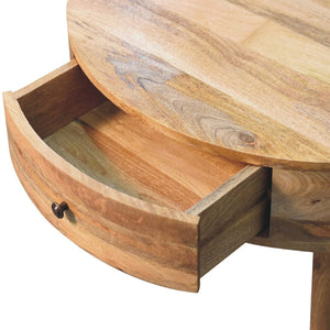HomeRoots 32" Oak Round Coffee Table with Drawer - Solid Wood, Timeless Design, Perfect for Any Space! 657790