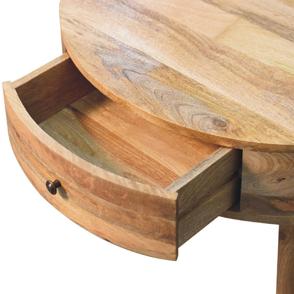 HomeRoots 32" Oak Round Coffee Table with Drawer - Solid Wood, Timeless Design, Perfect for Any Space! 657790