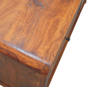 HomeRoots 34" Chestnut Solid Wood Coffee Table with Functional Drawers & Stylish Lower Shelf for Storage 657791