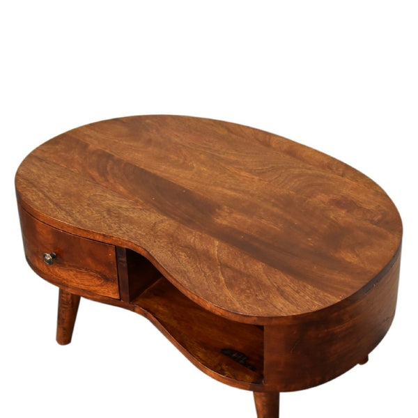 HomeRoots 28" Chestnut Solid Wood Free Form Coffee Table - Stylish Storage Solution for Modern Living Spaces 657793