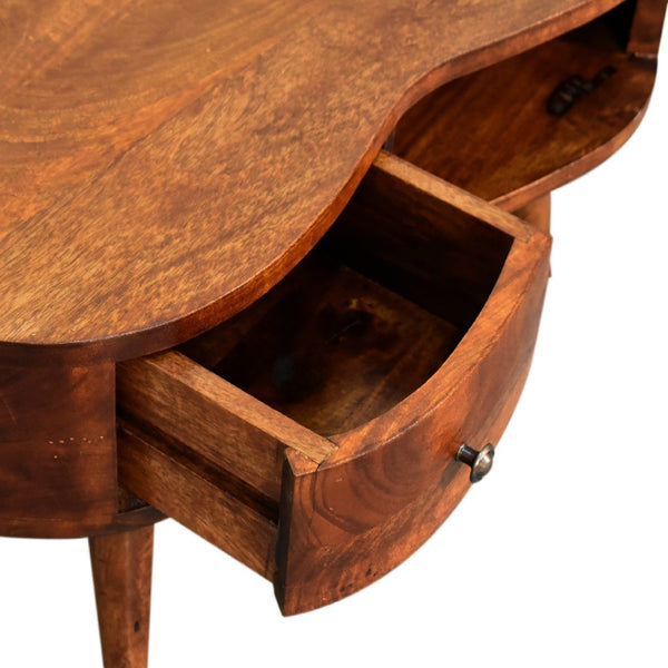 HomeRoots 28" Chestnut Solid Wood Free Form Coffee Table - Stylish Storage Solution for Modern Living Spaces 657793