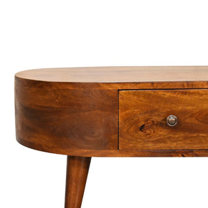 HomeRoots 26" Chestnut Solid Wood Oval Coffee Table with Built-in Storage Drawer for Timeless Elegance 657798