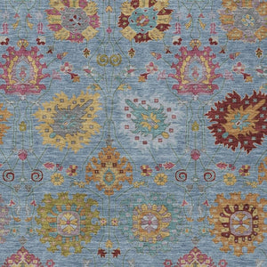 HomeRoots 8' Washable Blue, Gold, and Pink Damask Area Rug - Durable Indoor/Outdoor Design for Any Space 657814