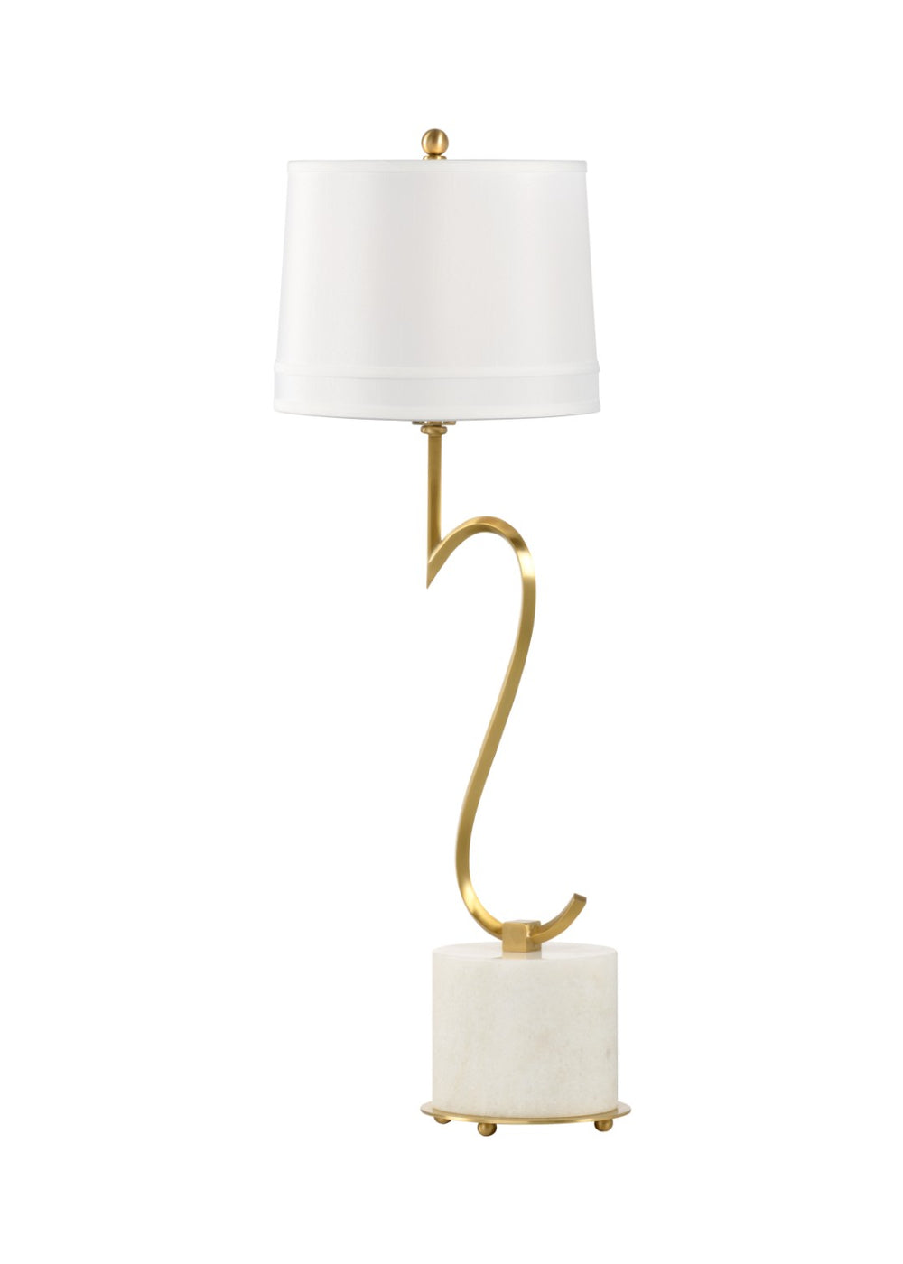 Wildwood Swirl Brushed Brass Credenza Lamp With Natural Stone Accents, Reversible Sculptural Ambient Light 65788