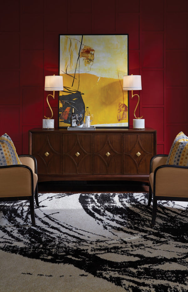 Wildwood Swirl Brushed Brass Credenza Lamp With Natural Stone Accents, Reversible Sculptural Ambient Light 65788