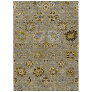 HomeRoots 10' Khaki Gold & Gray Damask Area Rug - Washable, Stain-Resistant, Perfect for Indoor & Outdoor Use! 657882